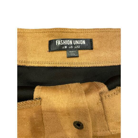 Faux Suede Fall Mini‎ Skirt Button Down A Line Western Brown Camel - Picture 4 of 8